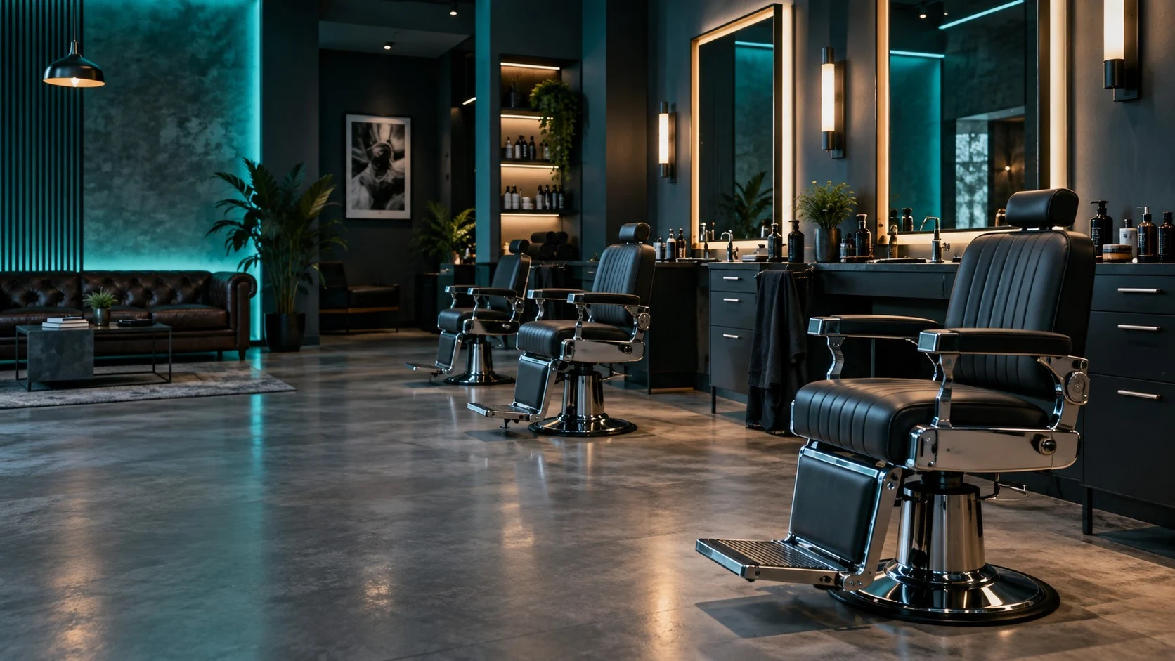 Espacio de una barbería contemporánea